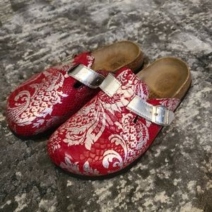 Betula Birkenstocks red silver clog sz39 us8-8.5